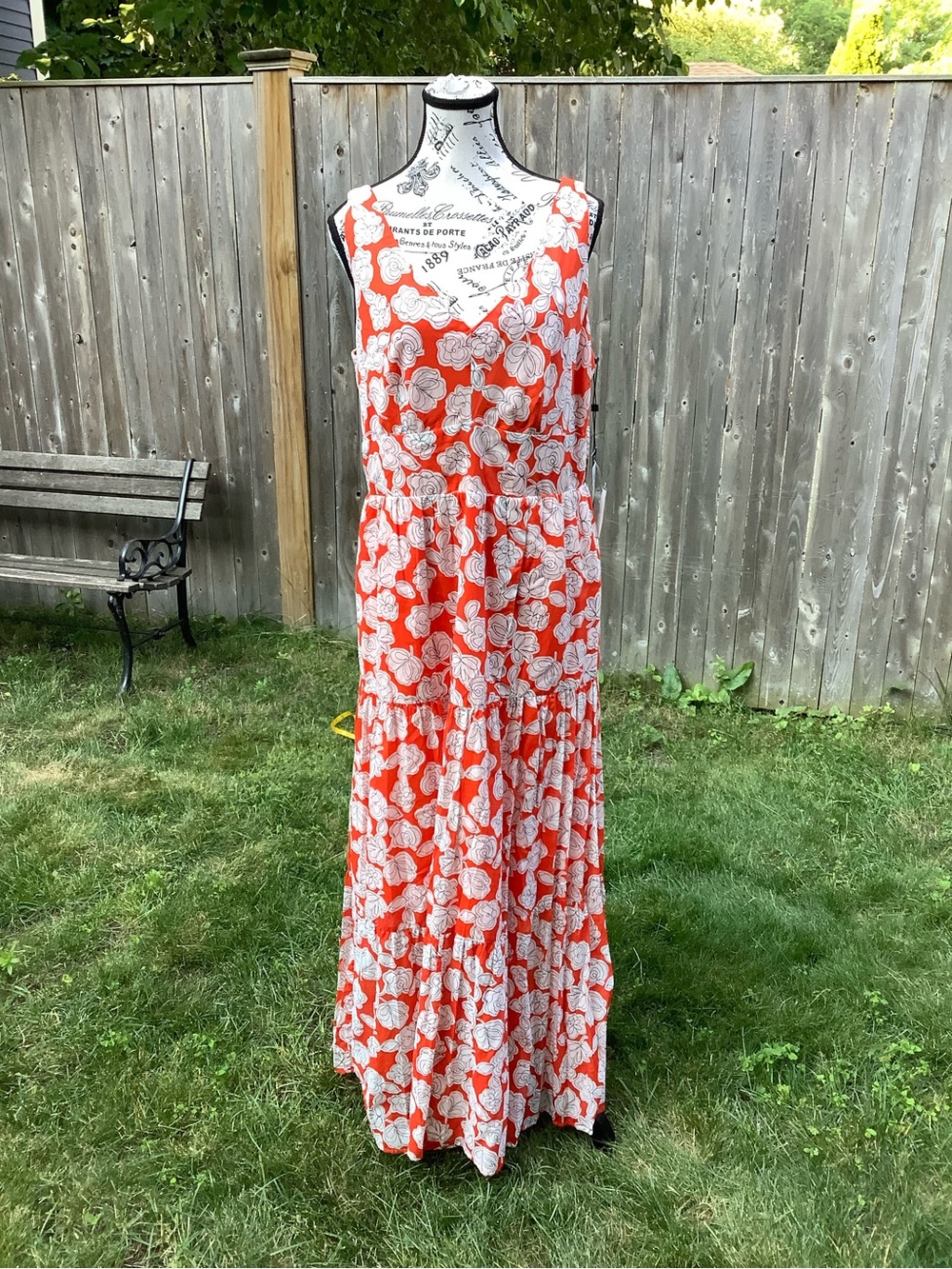 Tommy Hilfiger Red and White Floral Maxi Dress